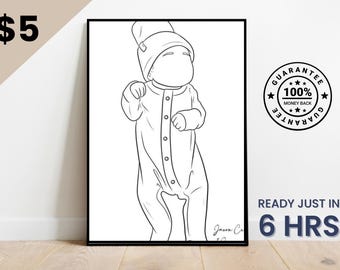 Dibujo de una línea, retrato de pareja personalizado, regalo familiar personalizado, regalo de aniversario de bodas personalizado, línea personalizada a partir de una foto