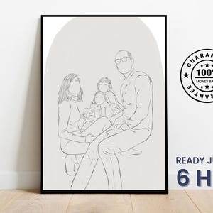 One Line Drawing , Custom Couple Portrait, Custom Family Gift, Personalized Wedding Anniversary Gift, Custom Line From Photo