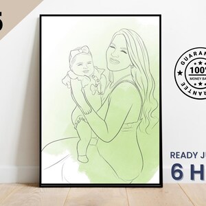 One Line Drawing , Custom Couple Portrait, Custom Family Gift, Personalized Wedding Anniversary Gift, Custom Line From Photo
