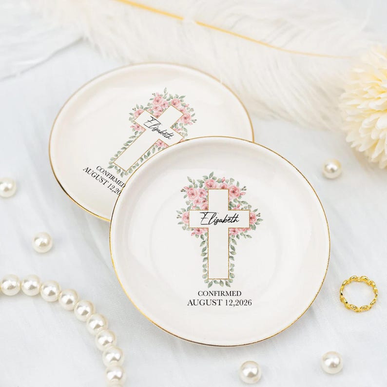 Personalized First Holy Communion Jewelry Dish, Cross Ring Dish for ...