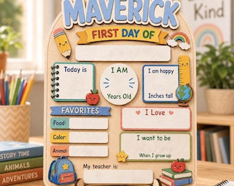 Custom First & Last Day of School Sign, Personalized Classroom Milestone Board, Reusable Dry Erase Back to School Sign