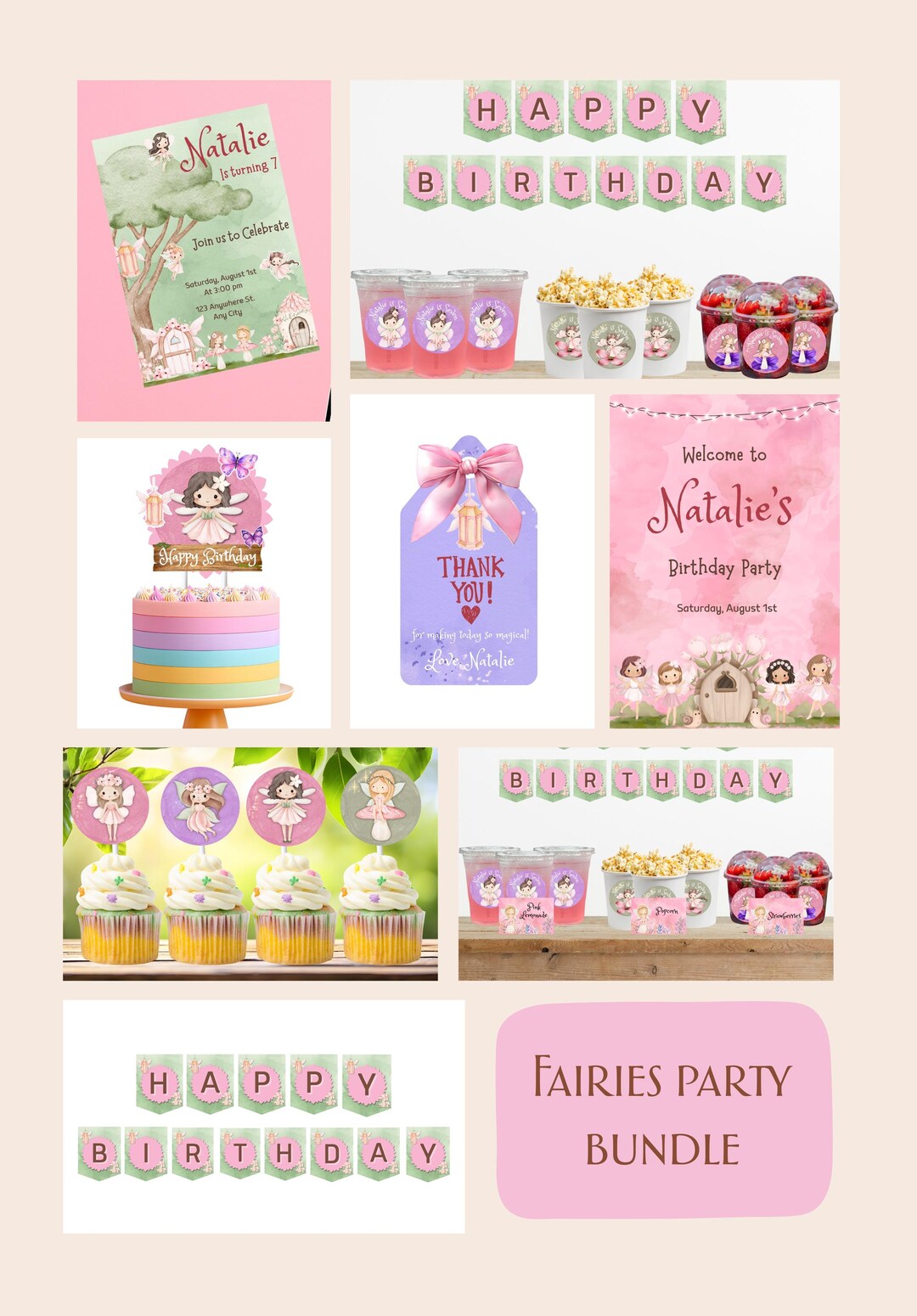 Fairy Birthday Party Printable Bundle | Fairy Party Decorations ...