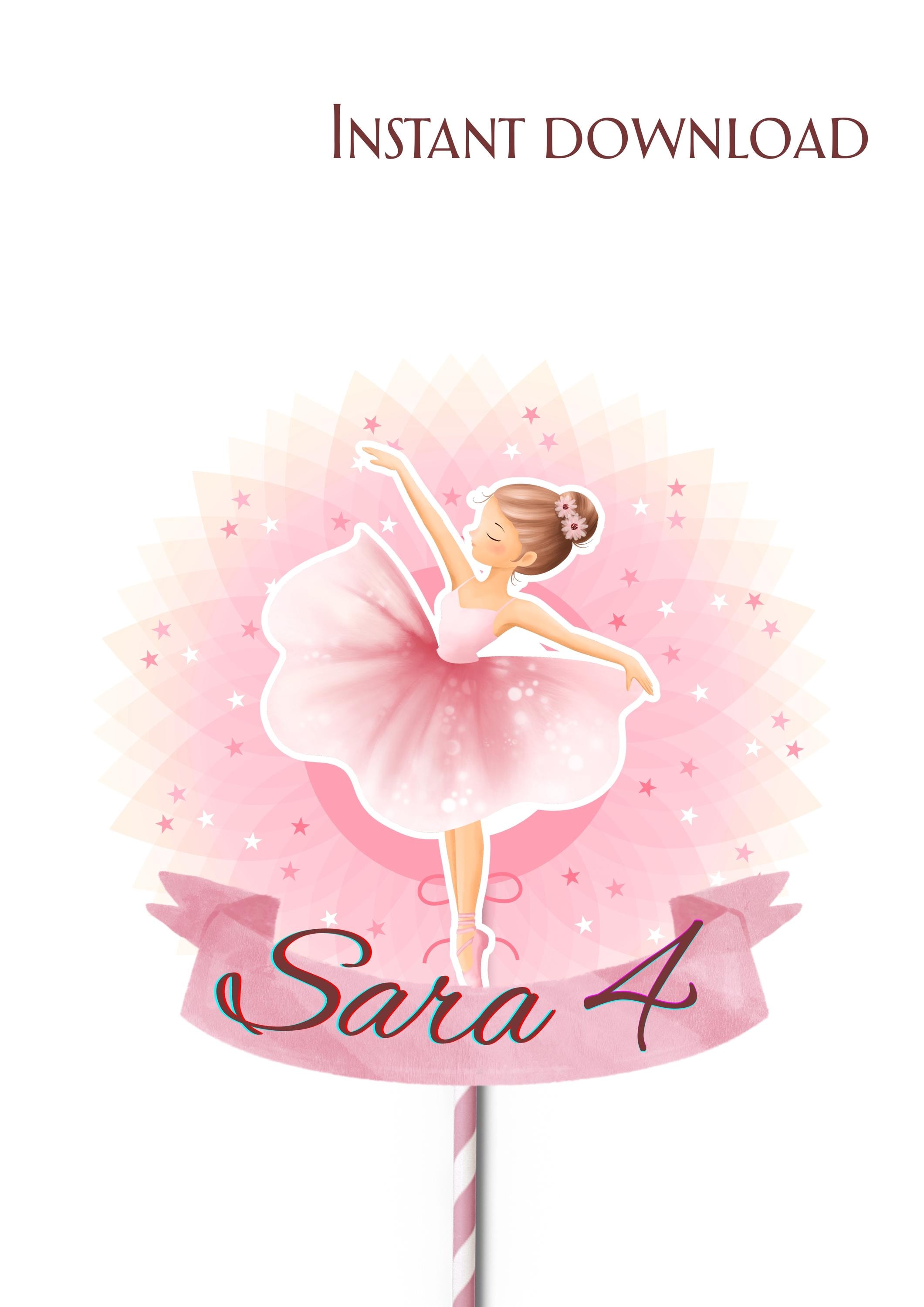 Topper per torta per il compleanno dei bambini da realizzare da soli, ragazza, ballerina, decorazione per torta cake topper, fai da te #125 - Italia