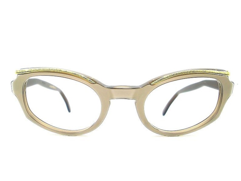 Vintage 50s Frame Beige Sand Cat Eye Glasses Eyeglasses Sunglasses New Eyewear image 2