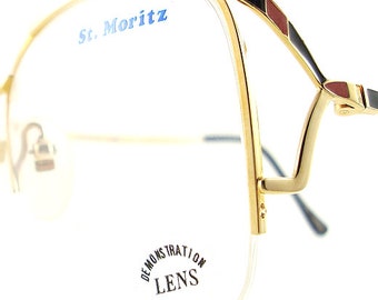Vintage Gold Browline Eye Glasses Eyeglasses Sunglasses Frame Eyewear