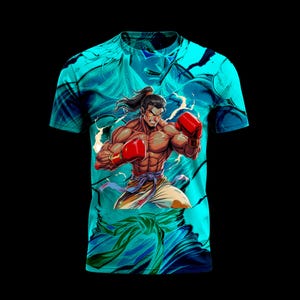 Fierce Fighter Digital Print, Anime-Inspired Boxing Art, Muscular Boxer Wall Art, Dynamic Martial Arts Print, Instant Download PNG