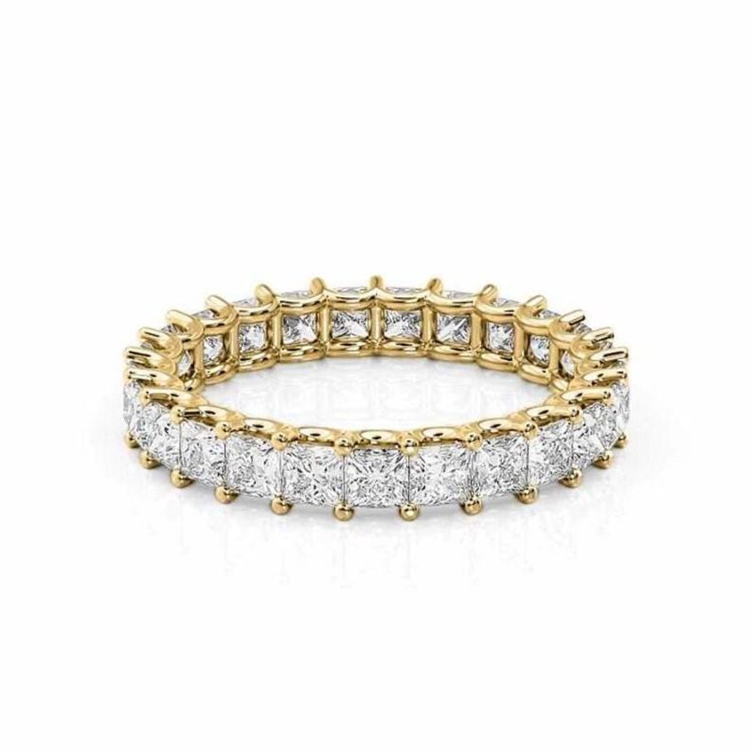 Princess Cut Moissanite Full Eternity Band, 14K Gold Anniversary Ring ...