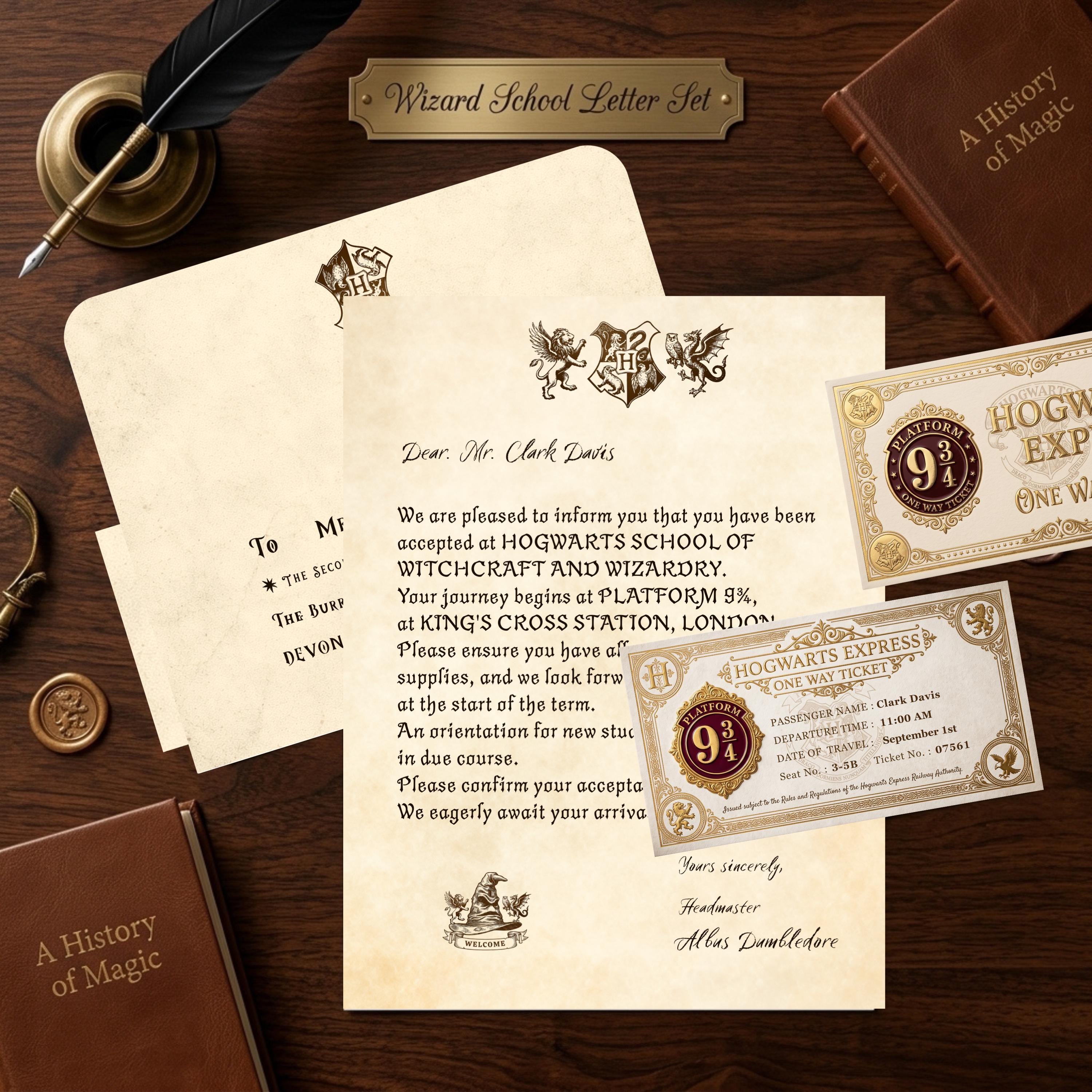Editable Wizard School Acceptance Letter Set(Digital Download), Printable Magical School Gift Card
