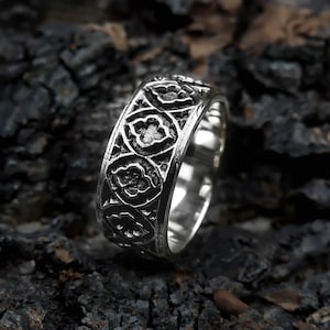 Handmade 925 Sterling Silver Gothic Band Ring - Medieval Jewelry