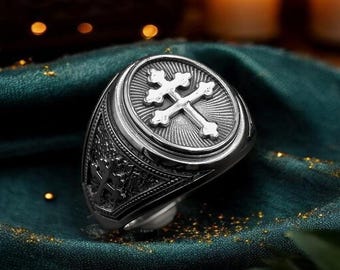 925 Sterling Silver Lorraine Cross Ring, Unisex Double Cross Ring, Medieval Christian Symbol, Cross Of Lorraine Magnum Ring