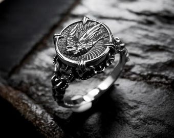 925 Sterling Silver Swallow Bird Ring: Nature Jewelry