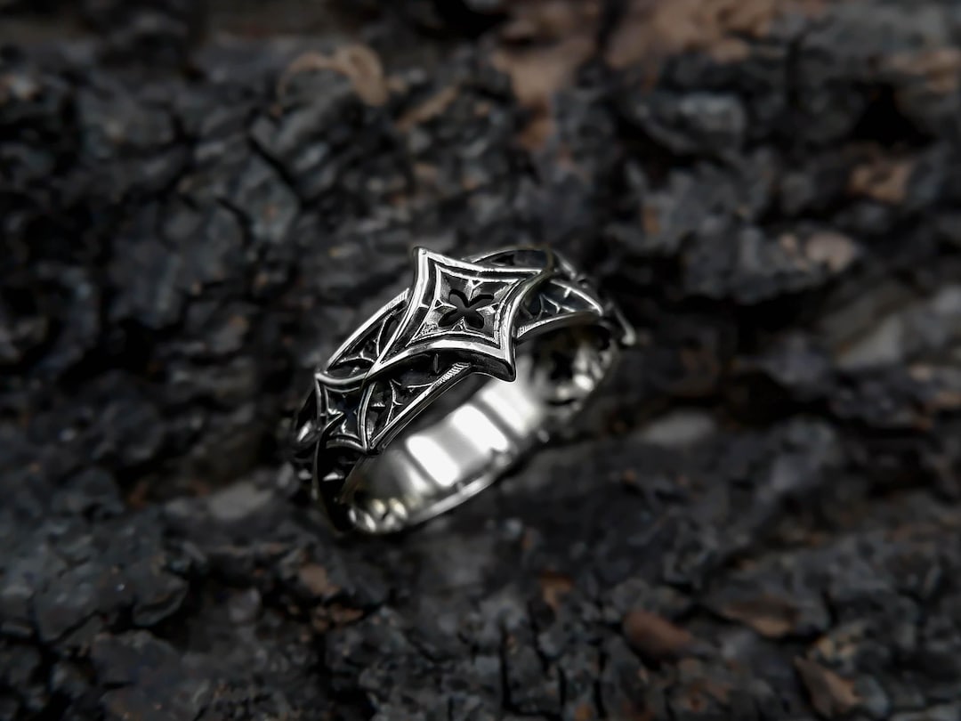925 Sterling Silver Gothic Band Ring: Handmade Medieval Jewelry - Etsy Japan