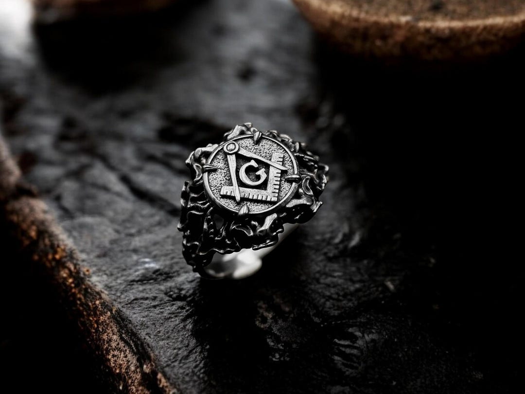 Icon Ring Monastery 925 Sterling Silver Masonic Ring for Women, Sacred Symbols Freemasonry ...