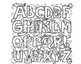 Alphabet Coloring Pages A-Z: ABC Printable Activity (Instant Download)