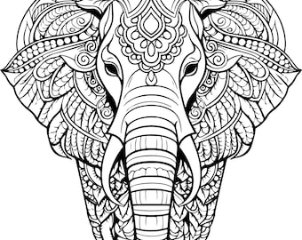 Elephant Mandala Coloring Page: Stress Relief Art (Digital Download)