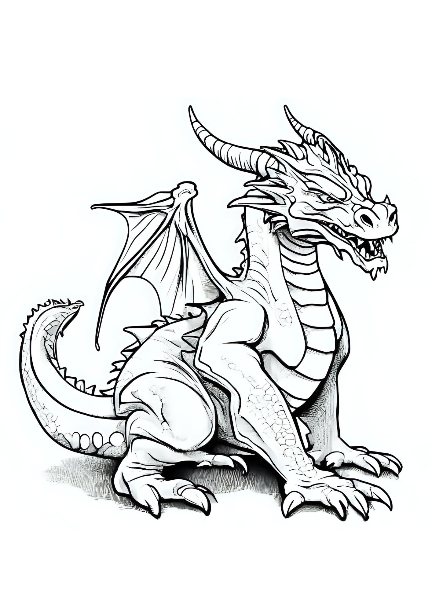 Kleurplaat draak - Etsy België, image size:1414x2000
