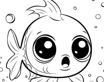 Sea Animals Coloring Pages: Kids Printable Ocean Creatures (Digital Download)