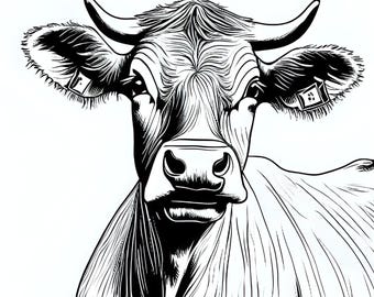 Cow Coloring Pages for kids and adults: Minimalist Creative Notebook (PDF)