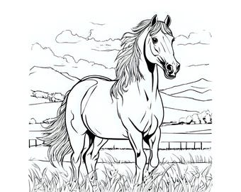 Horse Coloring Pages for Kids: Practices and Fun Animal Activity (Digital Download)