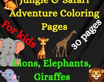 Jungle Coloring Pages & Math Chart Collage Sheets: Junk Journal Ephemera (Digital Download)