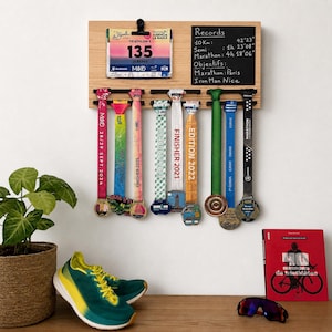 Op maat gemaakte XL medaillehouder, geschikt voor 60 marathon-, triatlon- en Ironman-medailles, medaillehouder