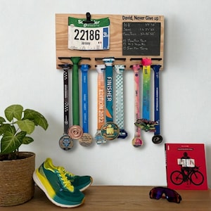 Suporte para medalhas personalizado tamanho XL, comporta 60 medalhas de maratona, triatlo e Ironman, expositor de medalhas.