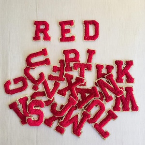 Chenille Iron on Letters, Chenille letter iron-on patch, Chenille Patch Gold Border, Chenille Letter Sticker Patch, Jacket Backpack Iron On