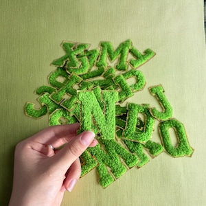 Chenille letter iron on patch, Chenille Alphabet Patches, Personalized Patch, Letter Iron On Patch, Bag Patch, Has Gold Glitter Trim