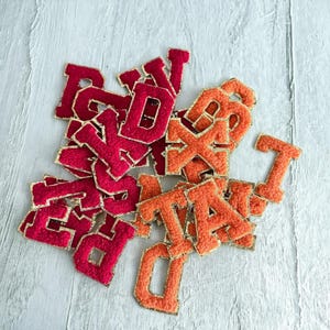 Chenille letter iron-on patch, Chenille Iron on Letters, Chenille Letter Sticker Patch, Jacket Backpack Iron On, Chenille Patch Gold Border