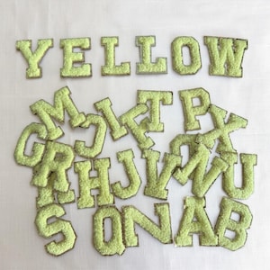 Gold Glitter Letter Trim, Chenille Letters A-Z Applique Patch, Chenille letter iron-on patch, Sew Embroidered Name, Bags T-Shirt Iron On