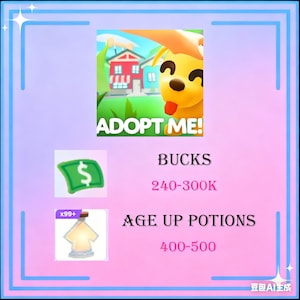 Cuenta de Adopt Me | Roblox | 240-300 mil Bucks | 400-500 macetas | Cuenta inicial