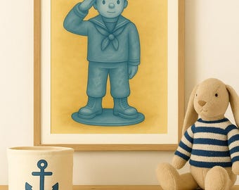 Navy Toy Soldier Prints (Set of 3): Blue Watercolor Nursery Art (Digital Download)
