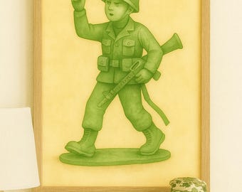 Toy Soldier Nursery Print: Vintage Army Man Illustration (Digital Download 8x10