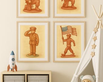 Toy Soldier Nursery Art Prints: Patriotic Boys Room Decor (Digital Download)