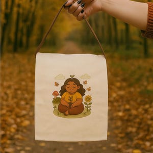 Eco-Friendly Canvas Lunch Bag, Cute Lunch Tote for Adults, Vegan Gift, Back to School, Picnic Accessory, Nature Lover&#39;s Bag