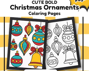 Vetgedrukte kerstornament kleurplaten | Gemakkelijke ornamenten met dikke contouren | Afdrukbaar voor kinderen | DoDoColor