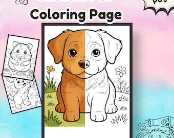 Aangepaste kleurplaten voor huisdieren | Gepersonaliseerde huisdierportret lijntekeningen | Cadeau voor kinderen en volwassenen