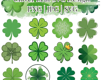 Lucky Clover SVG-bundel | Four Leaf Ierse clipart (digitale download)