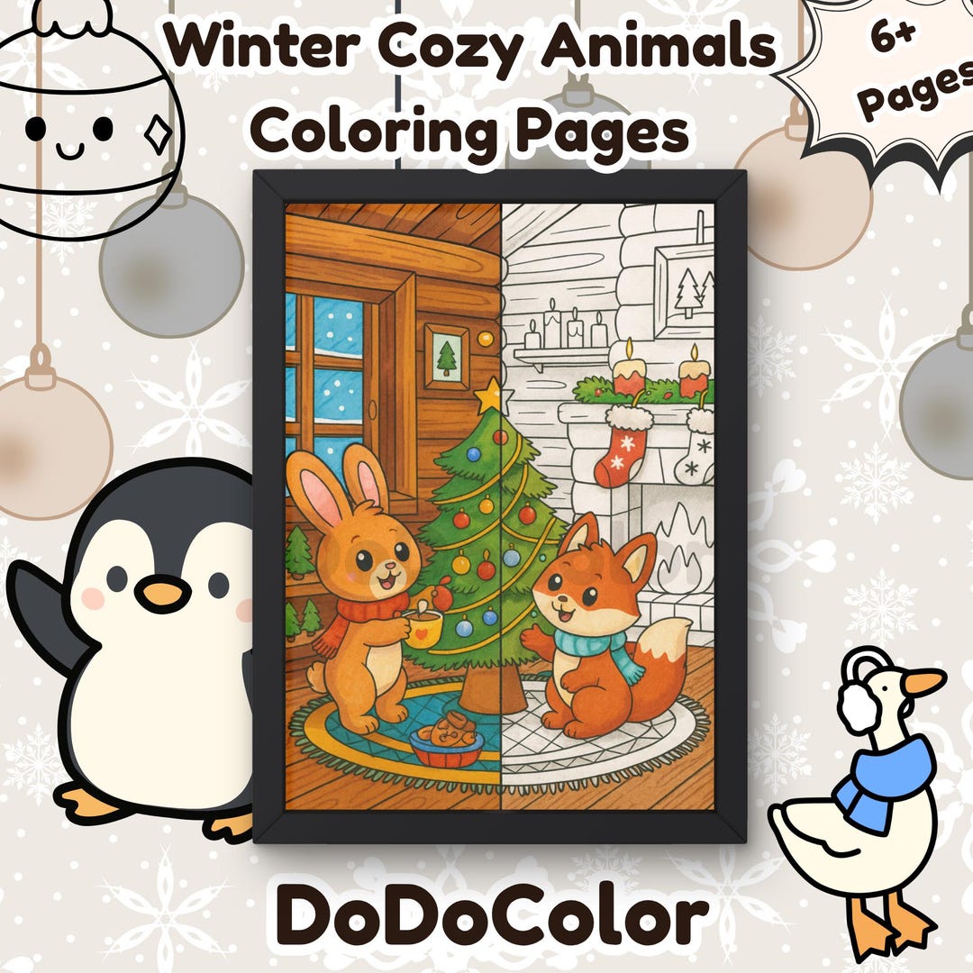 Winter Cozy Animals Coloring Pages | Bold and Easy Sheets for Kids and ...
