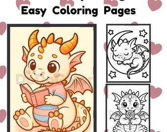 Kleurplaten babydraak voor kinderen, afdrukbare fantasiekunst-pdf voor kinderen voor een ontspannende en leuke activiteit