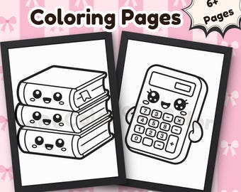 Vetgedrukte kawaii kleurplaten voor schoolbenodigdheden | Dikke contouren | Kleurplaten voor de klas | DoDoColor