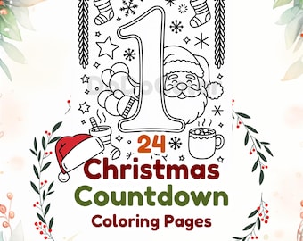 Kleurplaten Kerst aftellen | 24 adventskalender afdrukbare items