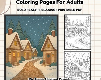 Gezellige winterhuisjeskleuring | Afdrukbare kleurplaten