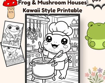 Kleurplaten Cottagecore Frog House: gezellig kleurboek