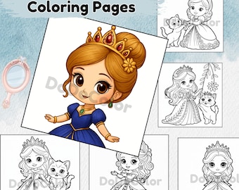 Chibi Princess Coloring Pages, Pets & Fairies Art Book (Printable PDF)