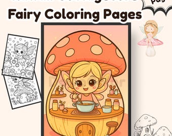 Kawaii Cottagecore Fairy Kleurplaten | Gezellig kleurboek voor kinderen en volwassenen