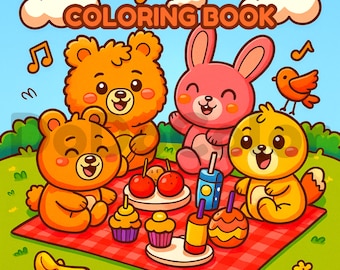 Livro de colorir de animais kawaii, arte, atividade relaxante (padrão em PDF)