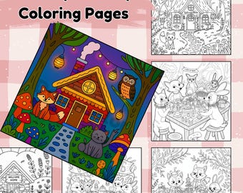 Cottagecore Coloring Pages, Cozy Fantasy Printable Book for Calm, Whimsical Coloring Moments (PDF)