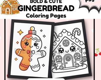 Peperkoek Kleurplaten | Easy Bold Outline-kerstkaarten | Afdrukbare vakantiepagina's voor kinderen | DoDoColor