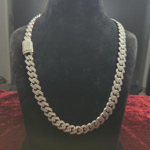 12.5 mm Miami Cuban Chain, Moissanite Diamond, Miami Cuban Link Chain, Hip Hop Necklace Solid 925 Sterling Silver , PASSES DIAMOND Tester!!!